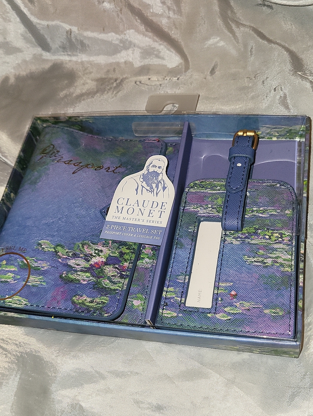 Claude Money Waterlilies Passport Cover & Luggage Tag Set - Blue M TL